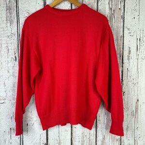 Vintage Picket‎ & Post Red Acrylic Sweater Size Medium Made in U.S.A. Crew Neck